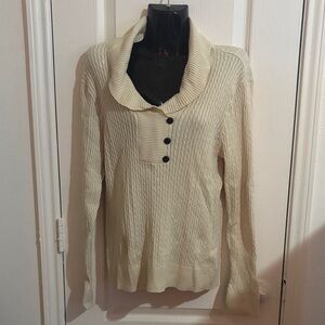 JEANNE PIERRE Cream Cowl Neck Sweater
